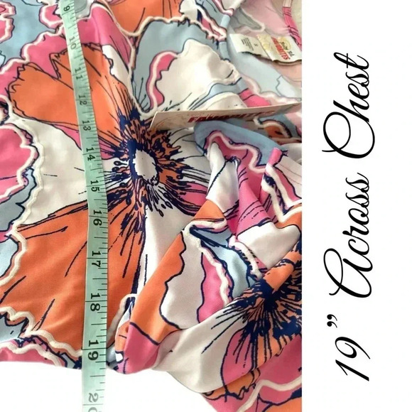 RUBY RD Pink Tropical Floral Blouse 3/4 Flutter Sleeve Size Small Top New - Picture 11 of 13